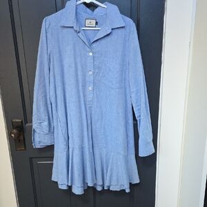 Tuckernuck Chambray Linen Skirted Shirt Dress